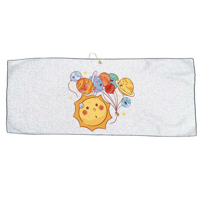 Sun And Planets Cute Galaxy Large Microfiber Waffle Golf Towel