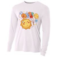 Sun And Planets Cute Galaxy Cooling Performance Long Sleeve Crew