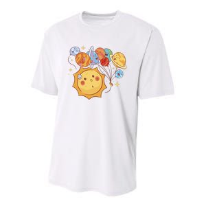 Sun And Planets Cute Galaxy Youth Performance Sprint T-Shirt