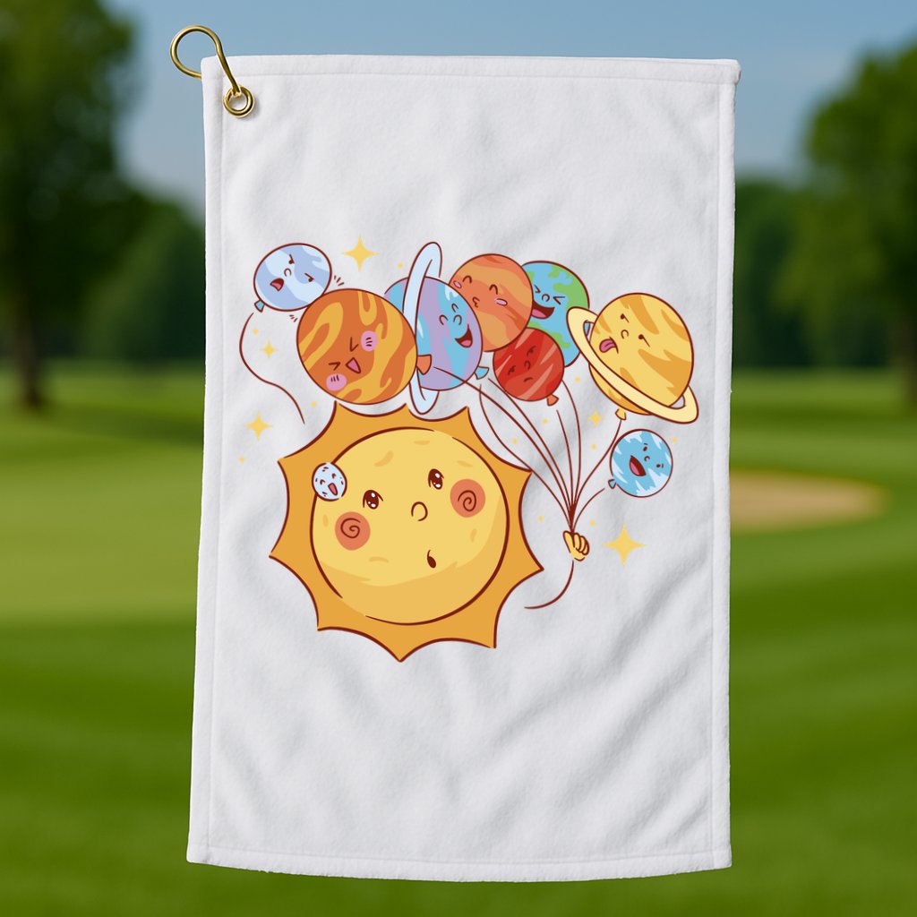 Sun And Planets Cute Galaxy Golf Towel
