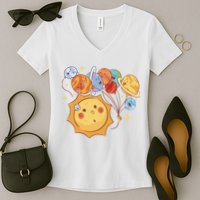 Sun And Planets Cute Galaxy Women's V-Neck T-Shirt