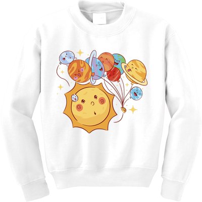 Sun And Planets Cute Galaxy Kids Sweatshirt