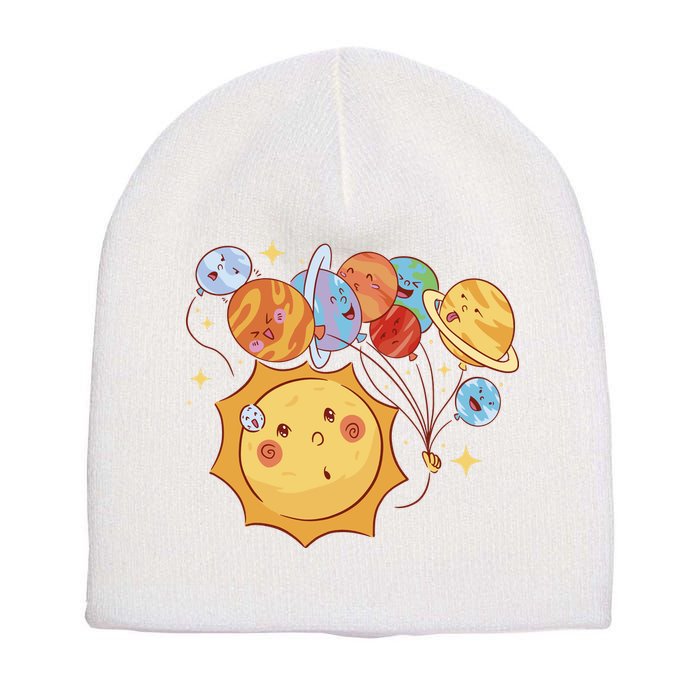 Sun And Planets Cute Galaxy Short Acrylic Beanie