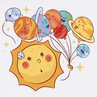 Sun And Planets Cute Galaxy Short Acrylic Beanie