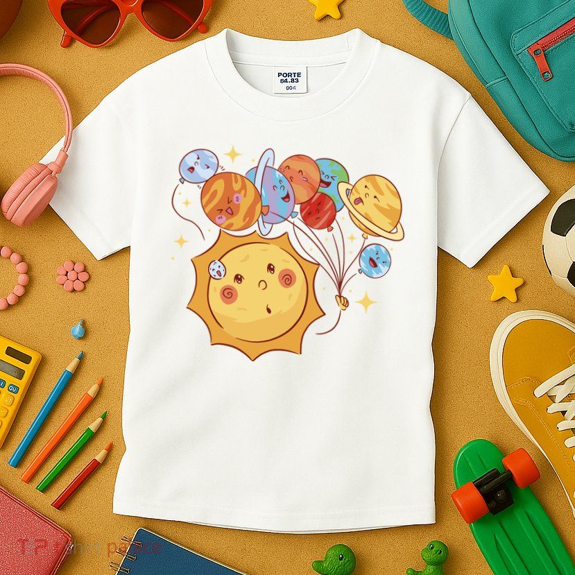 Sun And Planets Cute Galaxy Kids T-Shirt