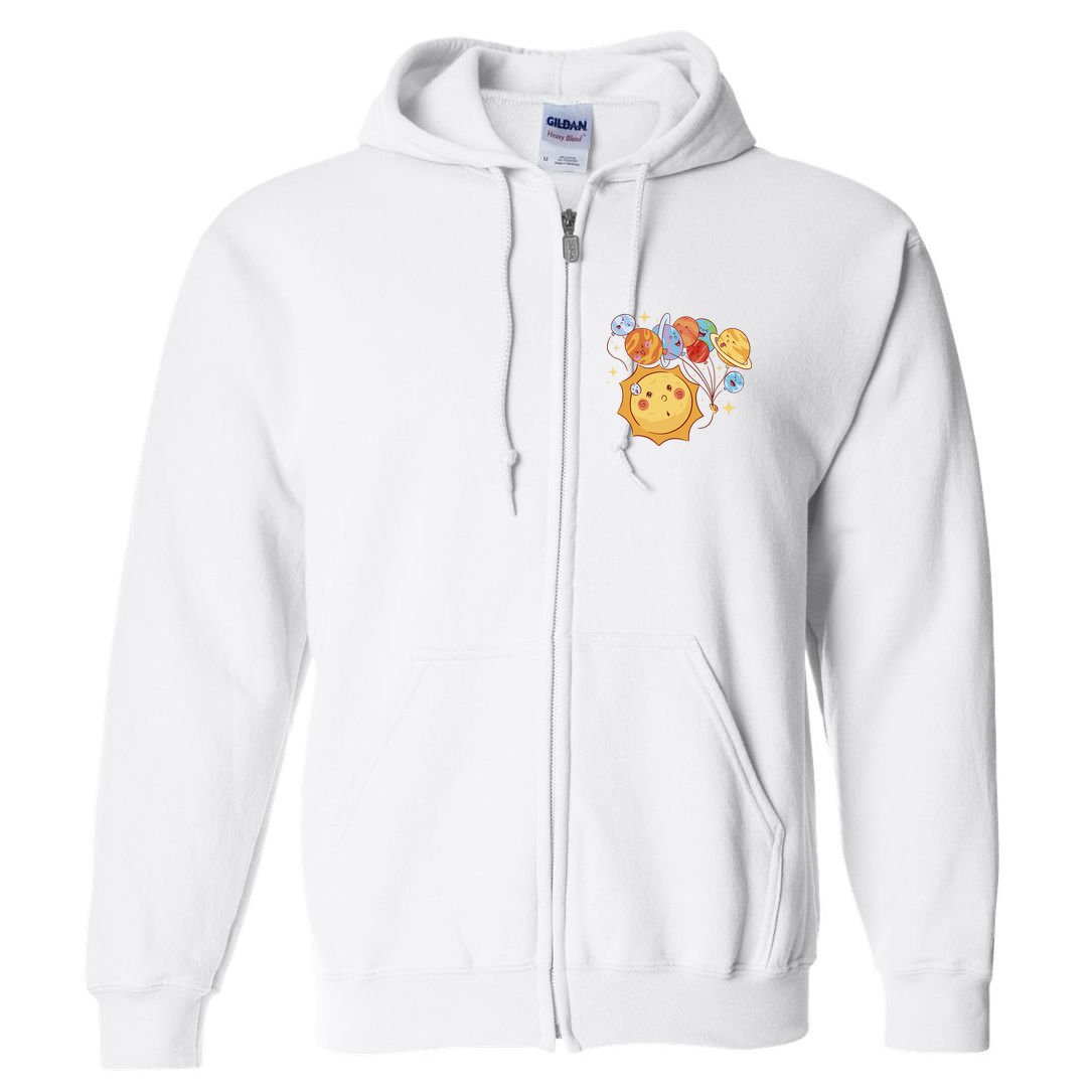 Sun And Planets Cute Galaxy Full Zip Hoodie
