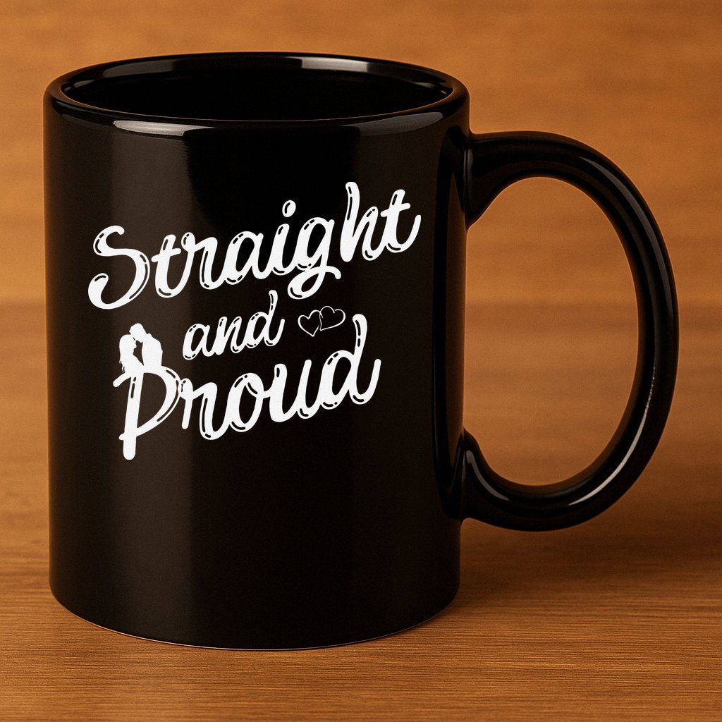 Straight And Proud Heterosexual Anti PC Funny 11oz C Handle Ceramic Mug