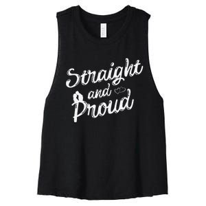 Straight And Proud Heterosexual Anti PC Funny Women's Racerback Cropped Tank