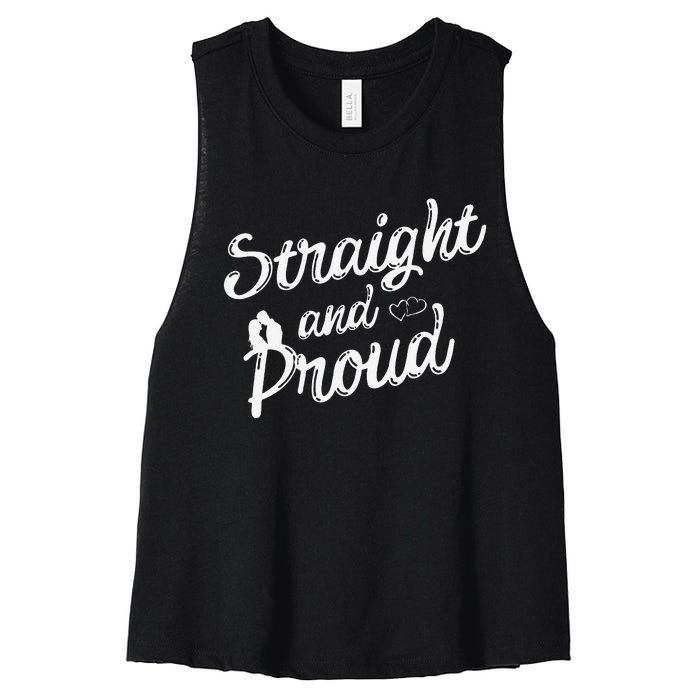 Straight And Proud Heterosexual Anti PC Funny Women's Racerback Cropped Tank