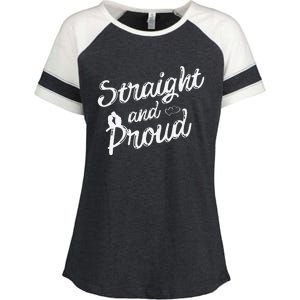 Straight And Proud Heterosexual Anti PC Funny Enza Ladies Jersey Colorblock Tee