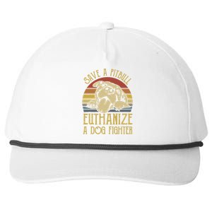 Save A Pitbull Euthanize A Dog Fighter Funny Gift Pitbull Lovers Gift Snapback Five-Panel Rope Hat