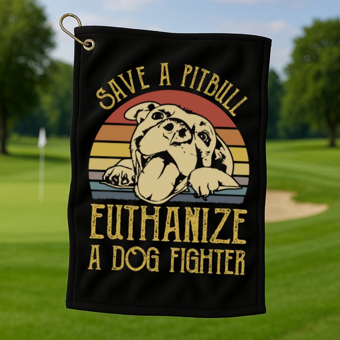 Save A Pitbull Euthanize A Dog Fighter Funny Gift Pitbull Lovers Gift Golf Towel