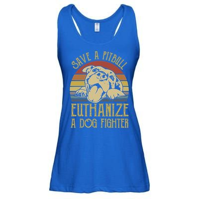 Save A Pitbull Euthanize A Dog Fighter Funny Gift Pitbull Lovers Gift Ladies Essential Flowy Tank