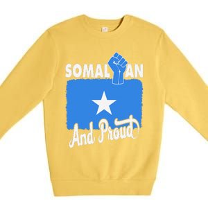 Somalian And Proud Love Somalia With Somalia Flag Fist Premium Crewneck Sweatshirt