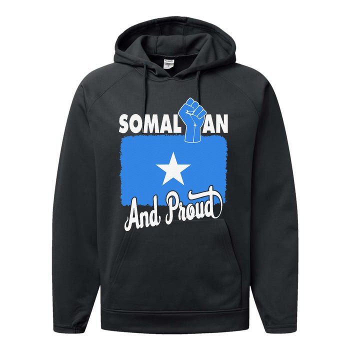 Somalian And Proud Love Somalia With Somalia Flag Fist Performance Fleece Hoodie