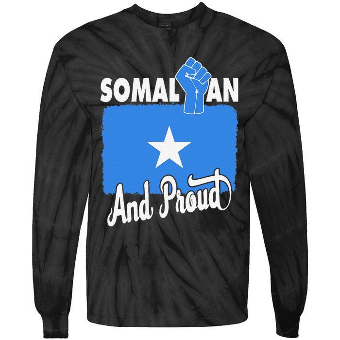 Somalian And Proud Love Somalia With Somalia Flag Fist Tie-Dye Long Sleeve Shirt