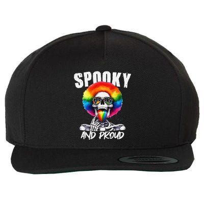Spooky And Proud Funny Tongue Layer Skeleton Lgbt Pride Wool Snapback Cap