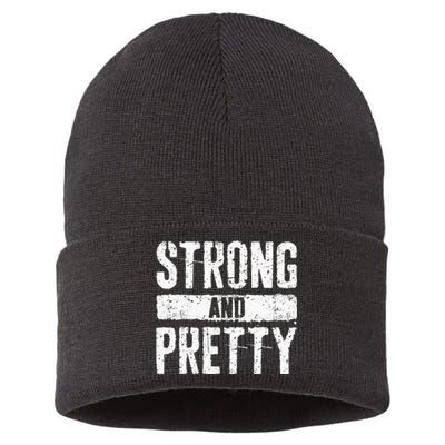 Strong And Pretty Strongman Gym Workout Sustainable Knit Beanie