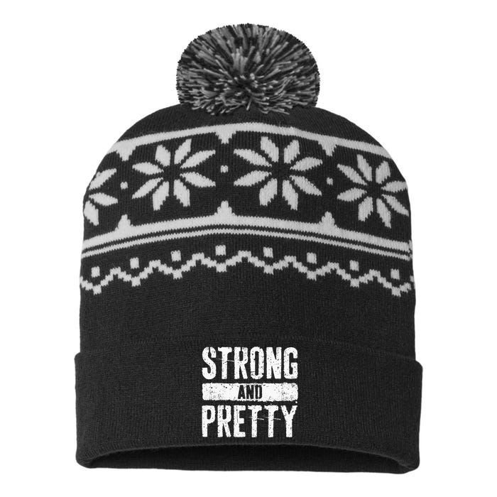 Strong And Pretty Strongman Gym Workout USA-Made Snowflake Beanie