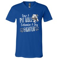 Save A Pitbull Euthanize A Dog Fighter Pit Bull Gift V-Neck T-Shirt