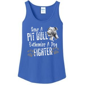 Save A Pitbull Euthanize A Dog Fighter Pit Bull Gift Ladies Essential Tank