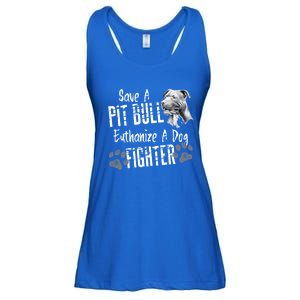 Save A Pitbull Euthanize A Dog Fighter Pit Bull Gift Ladies Essential Flowy Tank