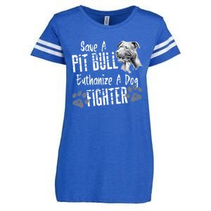 Save A Pitbull Euthanize A Dog Fighter Pit Bull Gift Enza Ladies Jersey Football T-Shirt