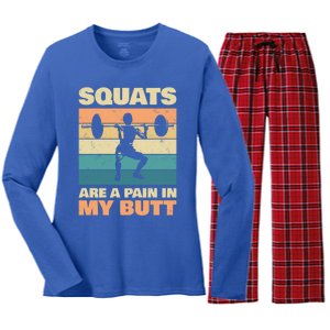 Squats Are Pain In My Butt For Bodybuilders Gift Women's Long Sleeve Flannel Pajama Set 