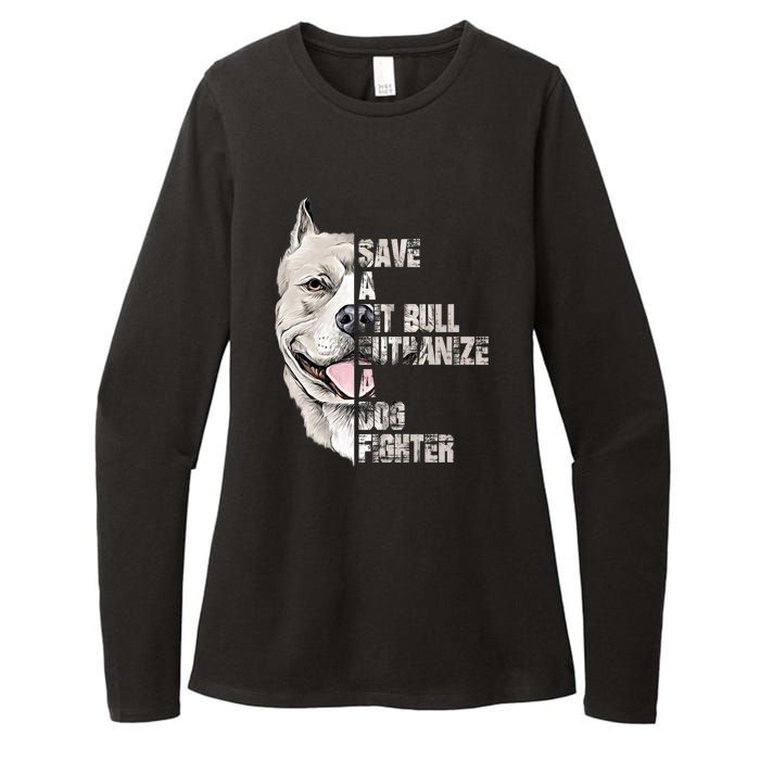 Save A Pitbull Euthanize A Dog Fighter Shirts Dogs Lover Gift Womens CVC Long Sleeve Shirt