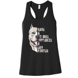 Save A Pitbull Euthanize A Dog Fighter Shirts Dogs Lover Gift Women's Racerback Tank