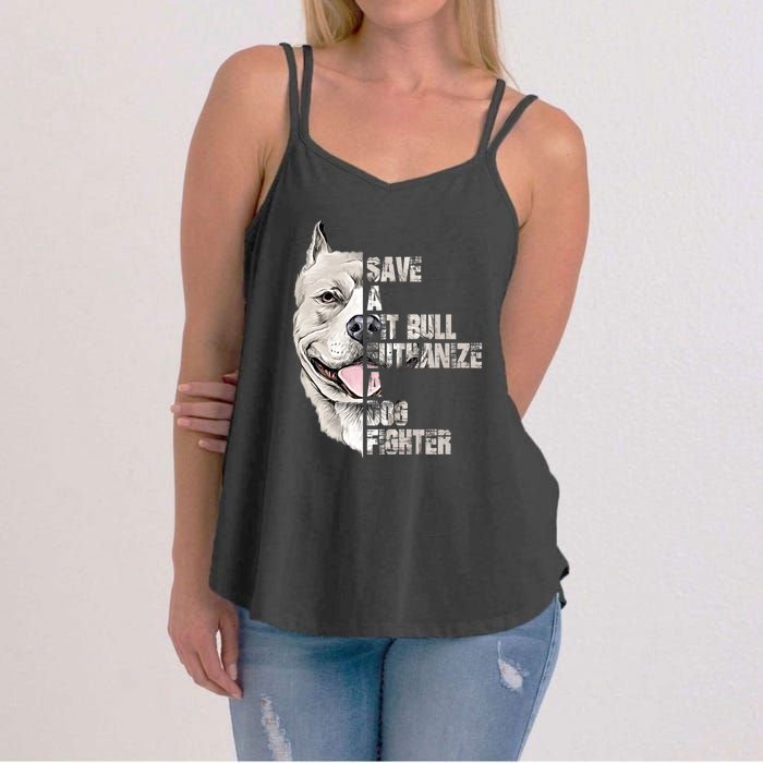 Save A Pitbull Euthanize A Dog Fighter Shirts Dogs Lover Gift Women's Strappy Tank