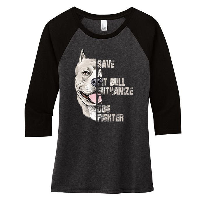 Save A Pitbull Euthanize A Dog Fighter Shirts Dogs Lover Gift Women's Tri-Blend 3/4-Sleeve Raglan Shirt