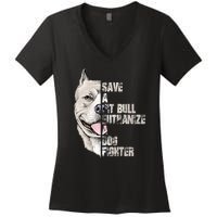 Save A Pitbull Euthanize A Dog Fighter Shirts Dogs Lover Gift Women's V-Neck T-Shirt