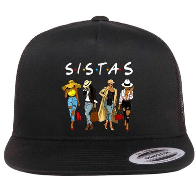 Sistas Afro Proud Black Sistas Queen African America Gift Flat Bill Trucker Hat
