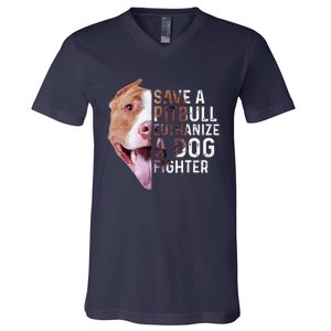 Save A Pitbull Euthanize A Dog Fighter Lover Dog V-Neck T-Shirt