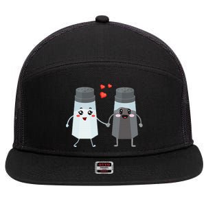 Salt And Pepper Shaker Couple Gift For Chefs And Cooks 7 Panel Mesh Trucker Snapback Hat