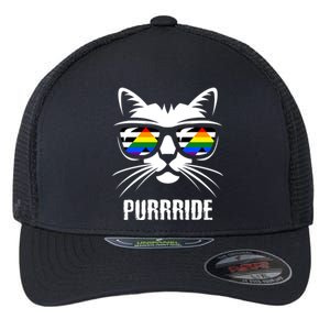 Straight Ally Pride Flag Cat Purrride Funny Straight Ally Gift Flexfit Unipanel Trucker Cap