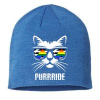 Straight Ally Pride Flag Cat Purrride Funny Straight Ally Gift Sustainable Beanie