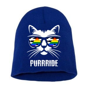 Straight Ally Pride Flag Cat Purrride Funny Straight Ally Gift Short Acrylic Beanie