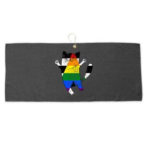 Straight Ally Pride Flag Funny Cat Straight Ally Gift Large Microfiber Waffle Golf Towel