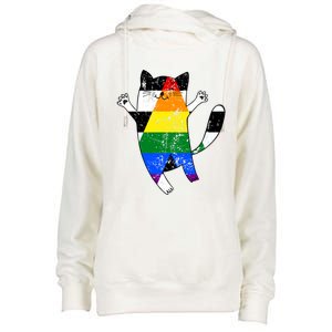 Straight Ally Pride Flag Funny Cat Straight Ally Gift Womens Funnel Neck Pullover Hood