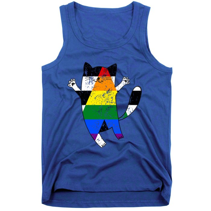 Straight Ally Pride Flag Funny Cat Straight Ally Gift Tank Top