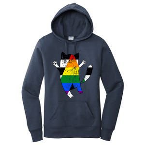 Straight Ally Pride Flag Funny Cat Straight Ally Gift Women's Pullover Hoodie