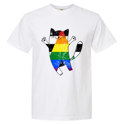 Straight Ally Pride Flag Funny Cat Straight Ally Gift Garment-Dyed Heavyweight T-Shirt