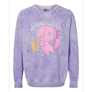 Saxolotl Axolotl Playing Saxophone Colorblast Crewneck Sweatshirt