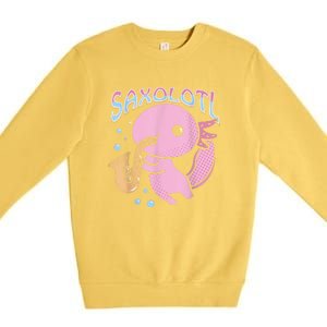 Saxolotl Axolotl Playing Saxophone Premium Crewneck Sweatshirt