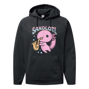 Saxolotl Axolotl Playing Saxophone Performance Fleece Hoodie