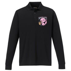 Saxolotl Axolotl Playing Saxophone Performance Long Sleeve Polo