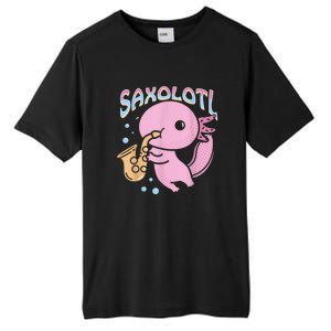 Saxolotl Axolotl Playing Saxophone Tall Fusion ChromaSoft Performance T-Shirt