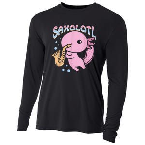 Saxolotl Axolotl Playing Saxophone Cooling Performance Long Sleeve Crew